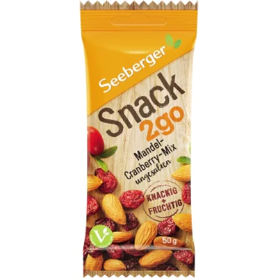 SEEBERGER Mandeln Snack2go Mandeln, Cranberries 12 x 50 g/Pack.