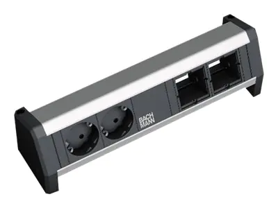 Bachmann DESK 1 - Steckdosenleiste - 2 Custom-Modul - Wechselstrom 230 V - Eingabe, Eingang GST18i3 - Ausgangsanschlüsse: 2 (2 x GST18i3) - Schwarz, Silber