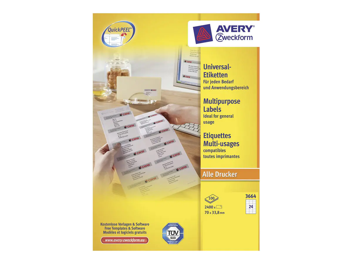 Avery Zweckform Avery - Weiß - 70 x 33.8 mm 2400 Etikett(en) 3664