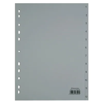 Soennecken Register 1529 DIN A4 1-12 volle Höhe PP grau