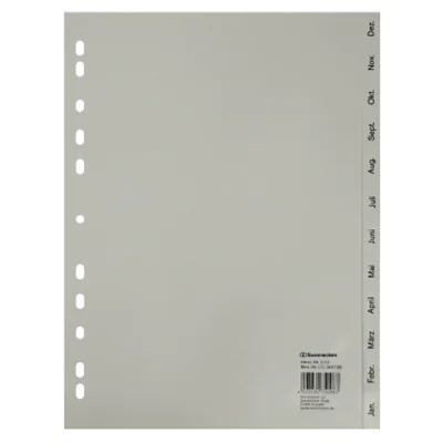 Soennecken Register 1533 DIN A4 Dez.-Jan. volle Höhe PP grau