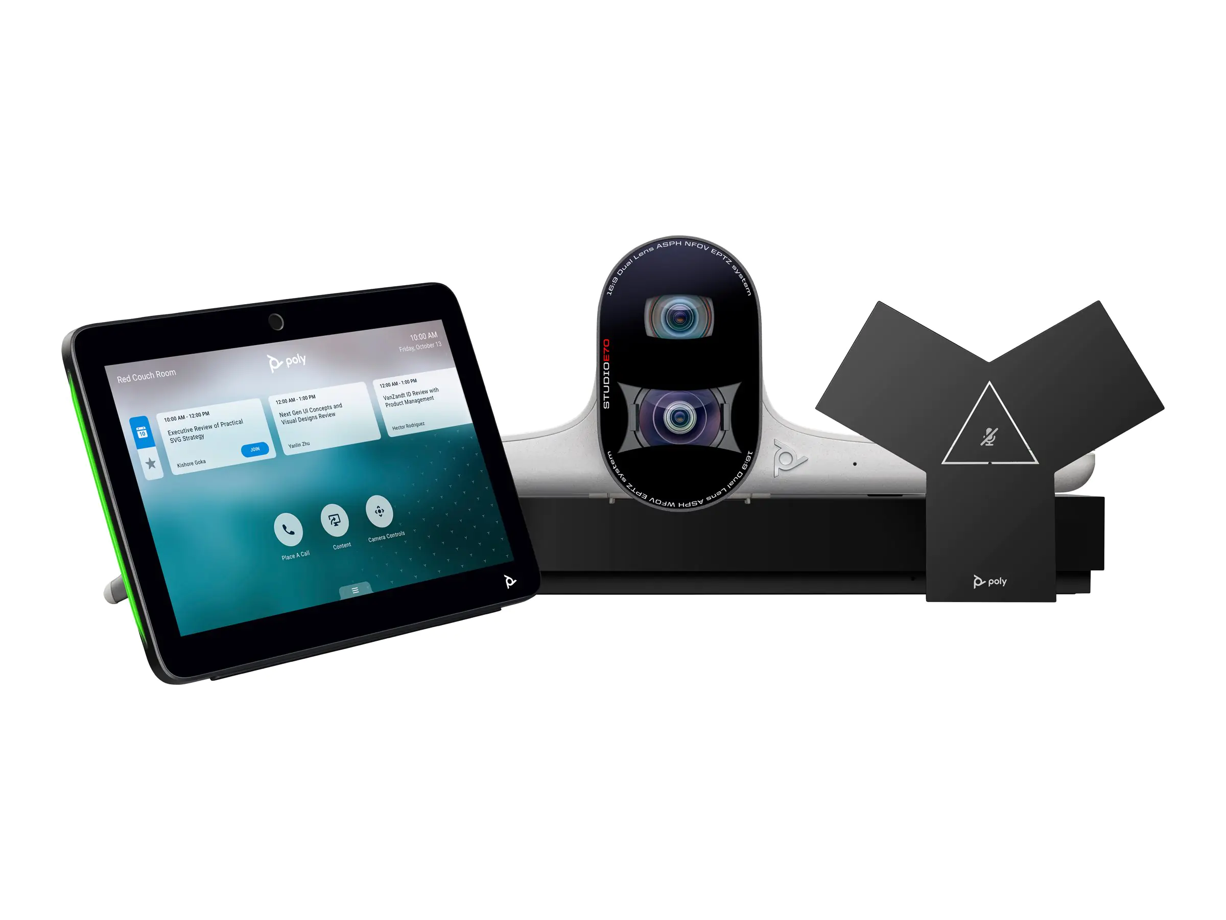 Poly G7500 - Videokonferenzsystem (Poly G7500 Codec, Poly Studio E70 Kamera, Poly TC10 Touchcontroller) - Zoom Certified, Zertifiziert für Microsoft Teams - Schwarz