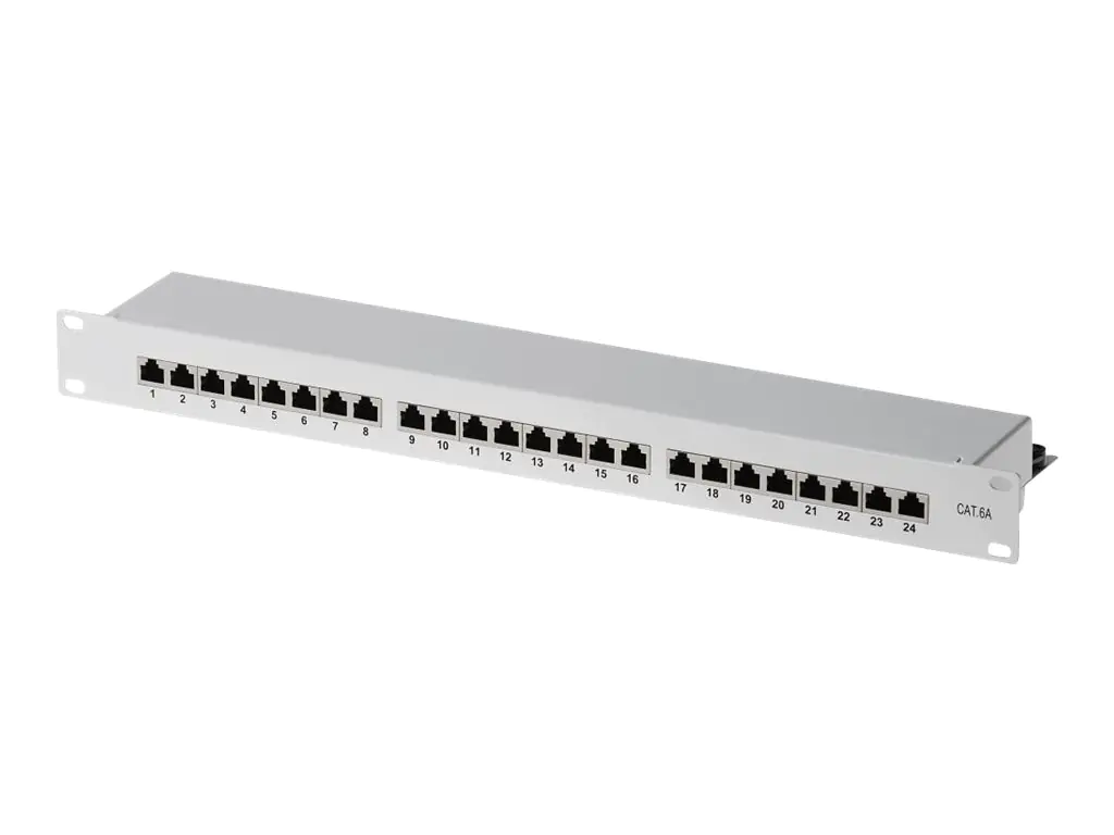 Helos - Patch Panel - RJ-45 X 24 - Grau, RAL 7035 - 1U - 48.3 cm (19")