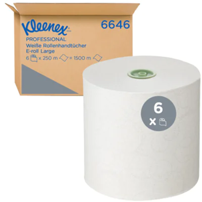 Kleenex® Handtuchrolle 19,1 cm x 250 m (B x L) AirflexT, 100 % recycelbar weiß 6 Rl./Pack.
