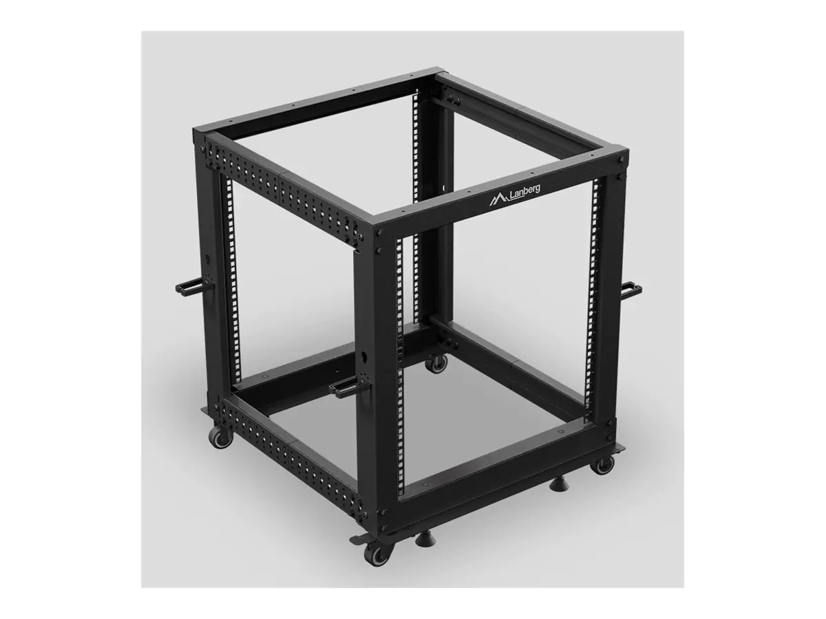 Lanberg Schrank offener Rahmen - 600 x 600 - 1100, verstellbar - RAL 9004, Schwarz - 12U - 48.3 cm (19") OR01-6112-B