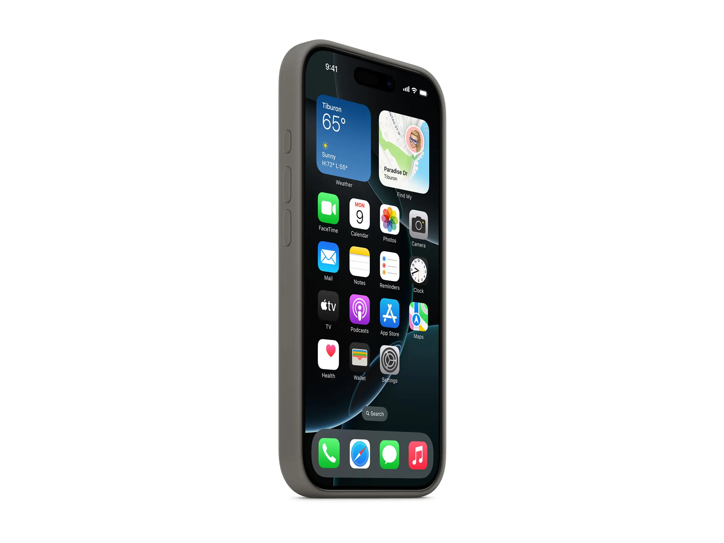Apple - Hintere Abdeckung für Mobiltelefon - kompatibel mit MagSafe - Silikon - Stone Grey - für iPhone 16 Pro