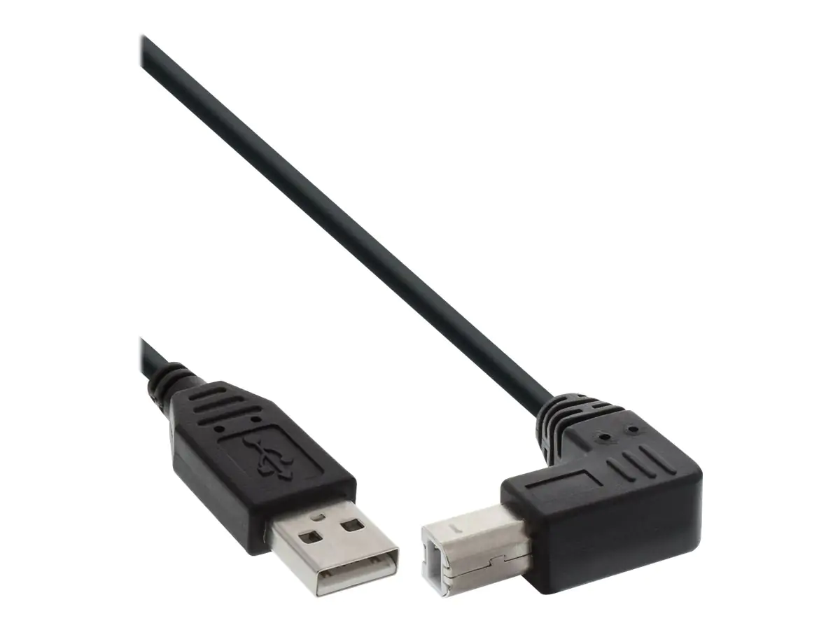 InLine - USB-Kabel - USB (M) zu USB Typ B (M) nach unten gewinkelt - 30 cm - Schwarz