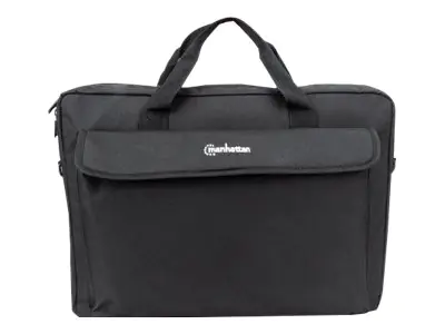 Manhattan London Laptop Bag 17.3", Top Loader, Black, LOW COST, Accessories Pocket, Shoulder Strap (removable) 439909