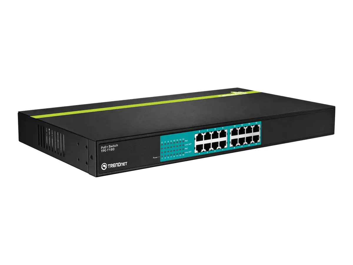 TRENDnet TPE T160 PoE+ Switch - Switch - 16 x 10 /100 (PoE)