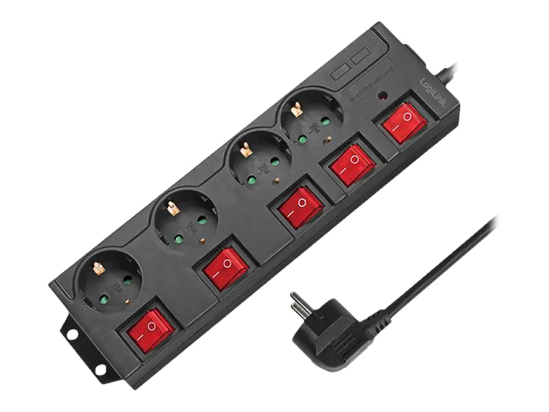 LogiLink - Steckdosenleiste - Wechselstrom 250 V - 3680 Watt - Ausgangsanschlüsse: 4 (4 x CEE 7/3) - 1.5 m Schnur - Deutschland - Schwarz