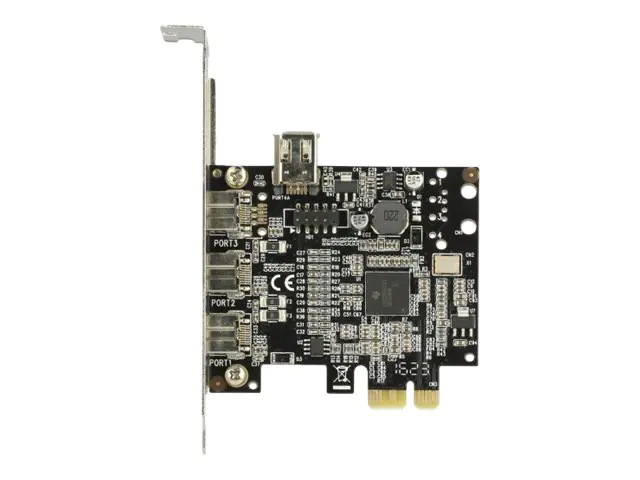 DeLock PCI Express Card > 3 x external FireWire B + 1 x internal FireWire A - FireWire-Adapter - PCIe - FireWire 800