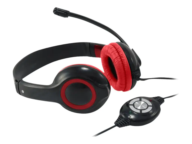 Conceptronic CCHATSTARU2R - Headset - On-Ear - kabelgebunden - USB - Schwarz, Rot