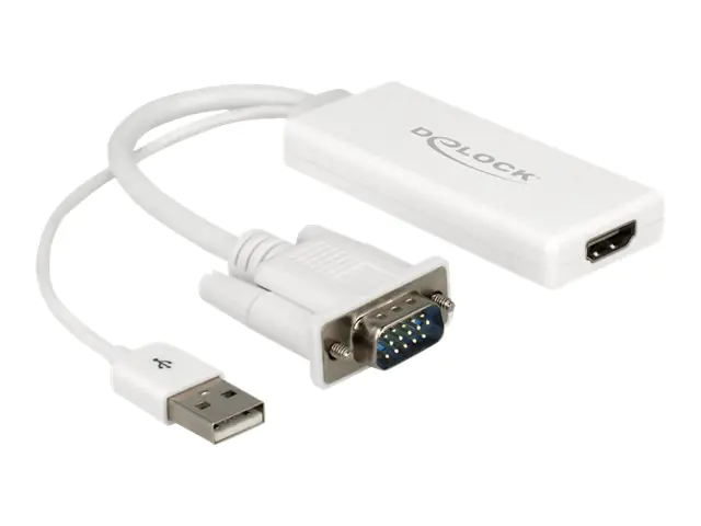 Delock - Video- / Audio-Adapter - USB, 15 pin D-Sub (DB-15) männlich zu HDMI weiblich - 25 cm - weiß