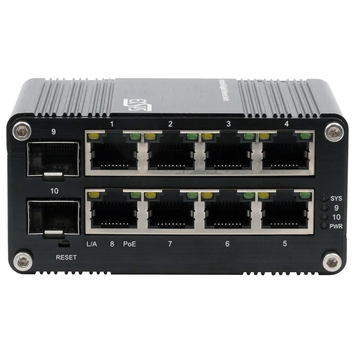 Exsys Switch 10Port Industrie Ethernet 8x10/100/1000Base-T 2-Port 100/1000F - Switch - 1