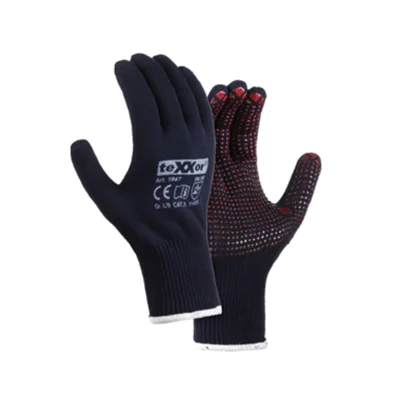 teXXor® Arbeitshandschuhe 8 II 60 % Nylon, 36 % Baumwolle, 4 % Elasthan blau/rot