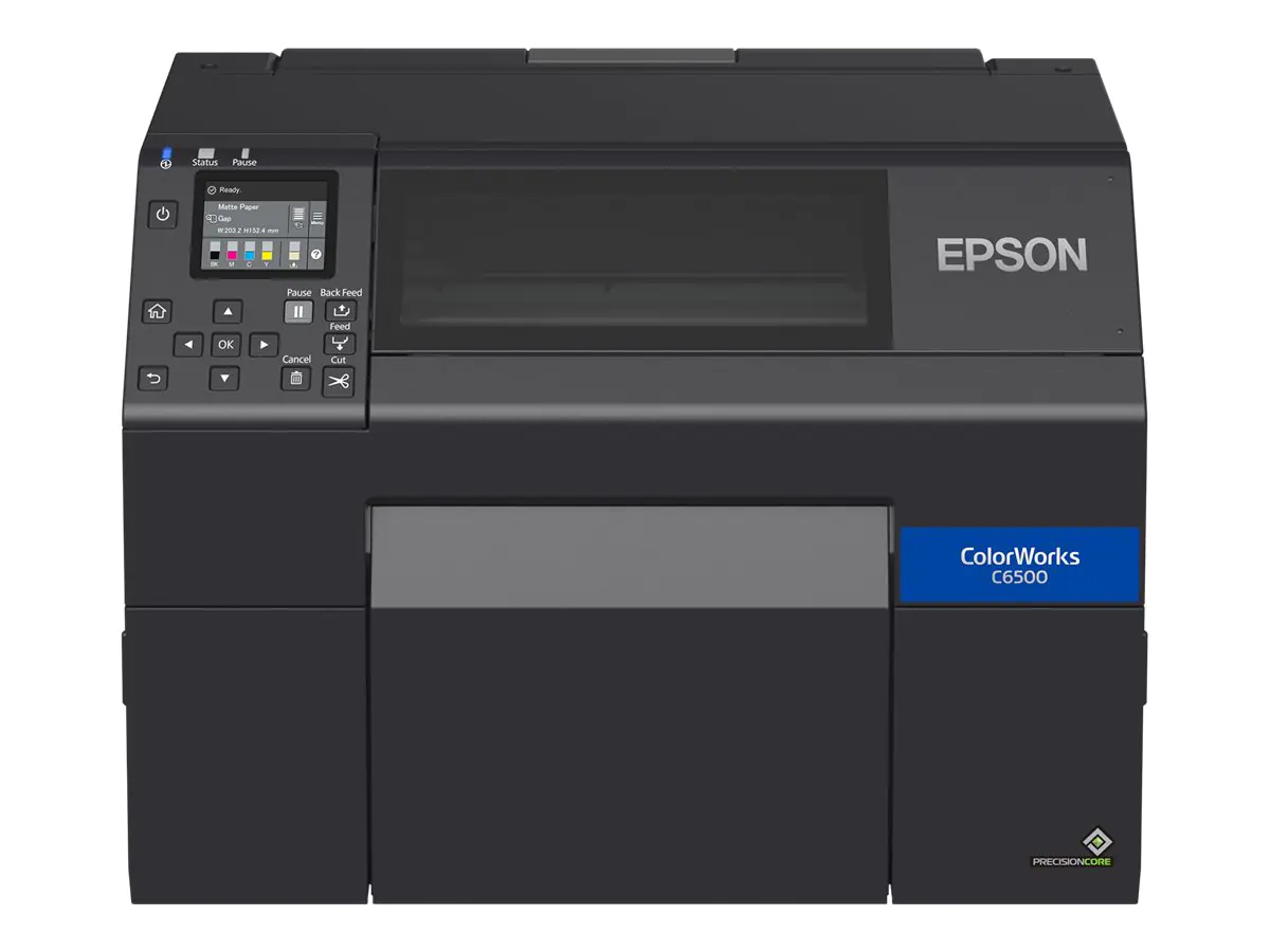 Epson ColorWorks CW-C6500Ae - Etikettendrucker - Farbe - Tintenstrahl - Rolle (21,59 cm) - 1200 x 1200 dpi - bis zu 85 mm/Sek. (einfarbig)/ bis zu 85 mm/Sek. (Farbe) - USB 2.0, LAN, USB 2.0-Host - Cutter