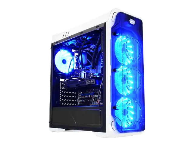 LC Power Gaming 988W Blue Typhoon - Tower - ATX - ohne Netzteil - weiß, durchsichtig schwarz - USB/Audio