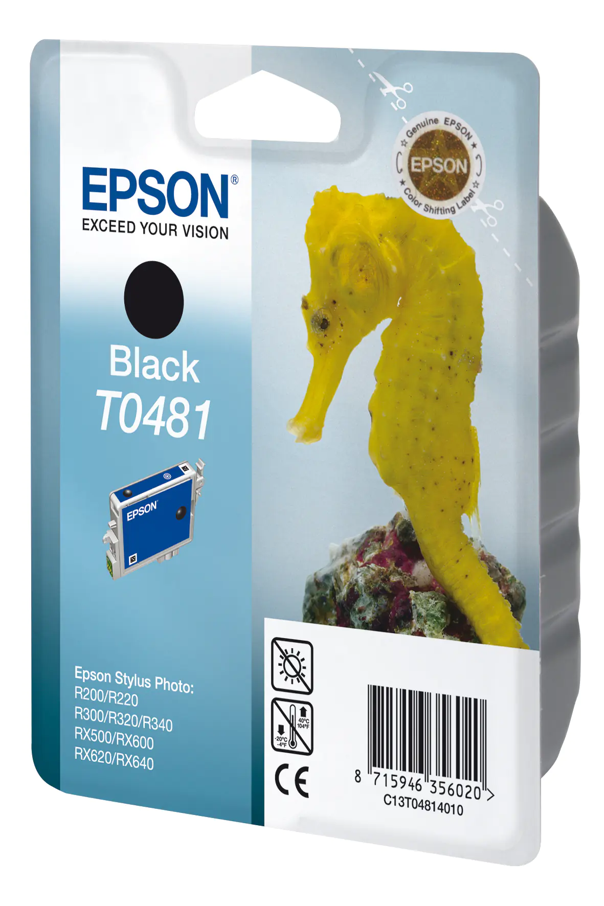 Epson T0481 - 13 ml - Schwarz - Original - Blisterverpackung - Tintenpatrone - für Stylus DX3800; Stylus Photo R200, R220, R300, R320, R340, RX500, RX600, RX620, RX640