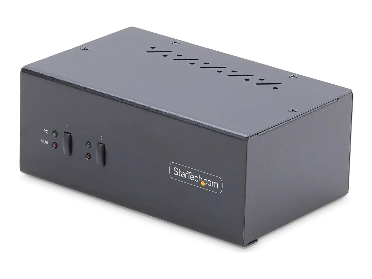 StarTech 2-Port Dual-Monitor DisplayPort KVM Switch, 4K 60Hz, 2x USB 5Gbps Hub Ports, 2x USB 2.0 HID Ports, Hotkey and Push-Button Switching, TAA Compliant - ESD Level 3 Protection (P2DD46A2-KVM-SWITCH) - KVM-/Audio-/USB-Switch - 2 x KVM/Audio/USB - 1 lok