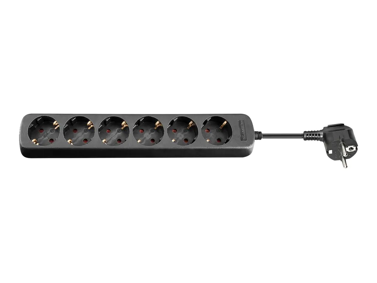goobay - Steckdosenleiste - Wechselstrom 230 V - 3680 Watt - Eingabe, Eingang CEE 7/7 - Ausgangsanschlüsse: 6 (CEE 7/4) - 5 m Schnur - Schwarz