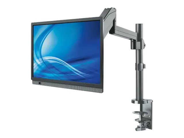 Manhattan TV & Monitor Mount, Desk, Full Motion (Gas Spring), 1 screen, Screen Sizes: 10-27", Black, Clamp or Grommet Assembly,VESA 75x75 to 100x100mm, Max 8kg, Lifetime Warranty - Befestigungskit (Spannbefestigung für Tisch, Schwenkarm, Klammerbasis, Gas