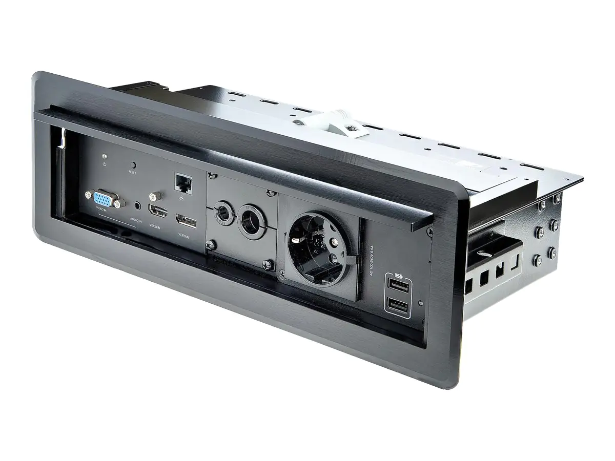 StarTech Tischanschlussfeld mit A/V- und Power-Modulen und Kabelmanagement - 4K - HDMI, DP und VGA - Dockingstation - USB - VGA, HDMI, DP