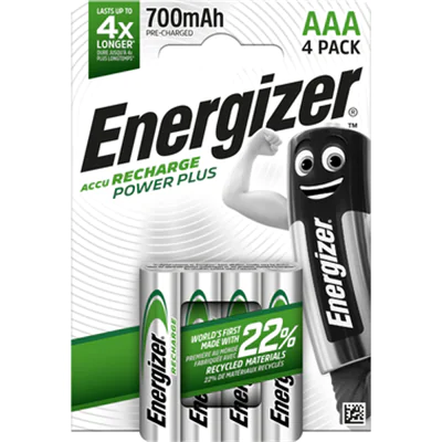 Energizer Accu Recharge Power Plus 700 AAA BP4, Wiederaufladbarer Akku, AAA, Nickel-Metallhydrid (NiMH), 1,2 V, 4 Stück(e), 700 mAh E300626600