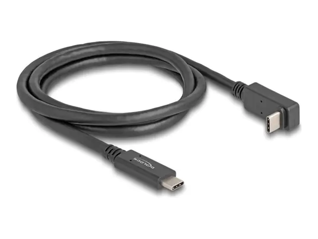 Delock - USB-Kabel - 24 pin USB-C (M) zu 24 pin USB-C (M) gewinkelt - USB 3.2 Gen 2 - 3 A - 1 m - USB Power Delivery (60W), unterstützt 4K 144 Hz (3840 x 2160), bis zu 10 Gbps Datentransferrate, DP Alt Modus-Support, E-marker - Schwarz