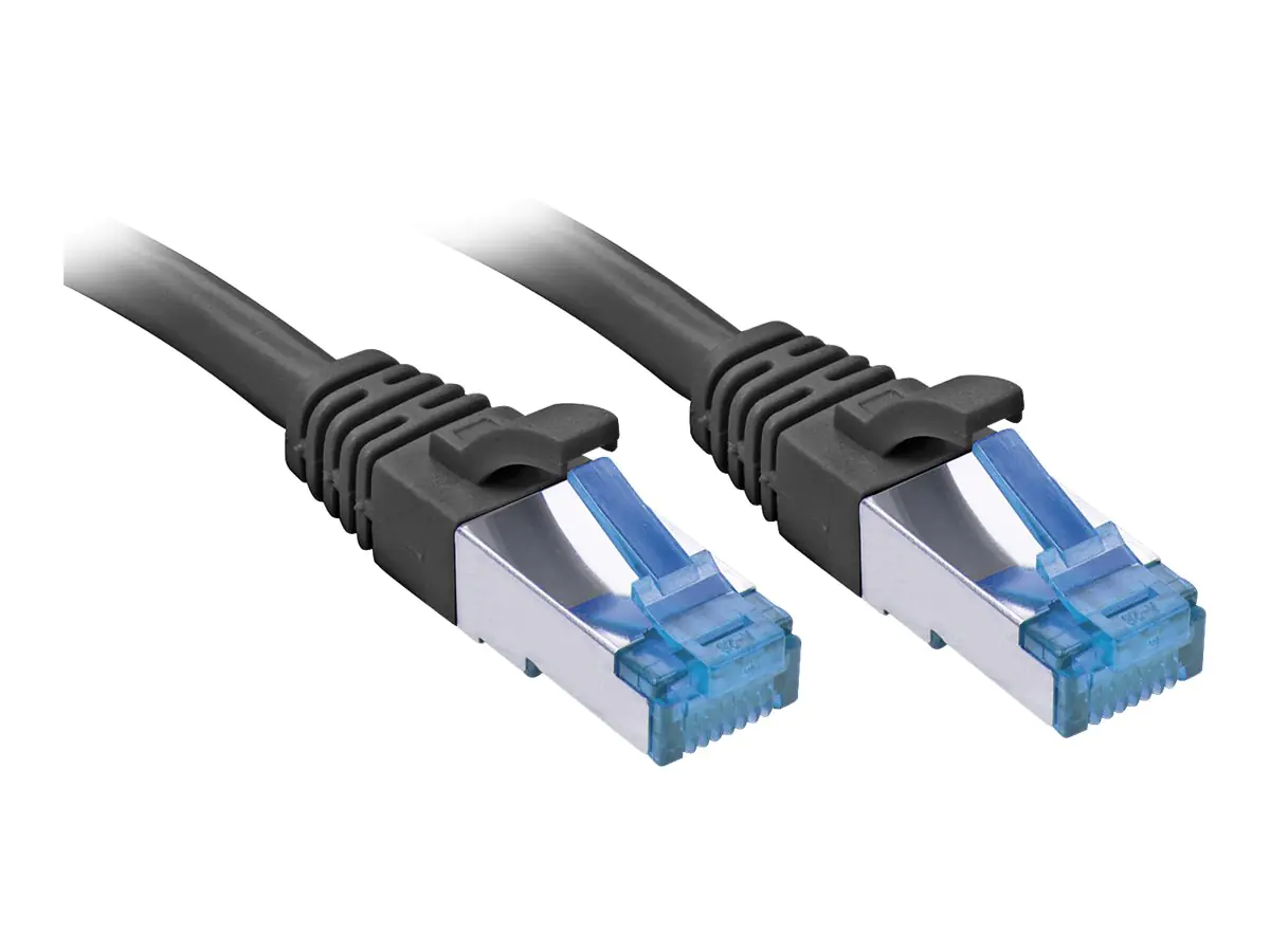 Lindy - Patch-Kabel - RJ-45 (M) bis RJ-45 (M) - 0.5 m - SFTP, PiMF - CAT 6a - IEEE 802.3af/IEEE 802.3at - geformt, ohne Haken, verseilt - Schwarz