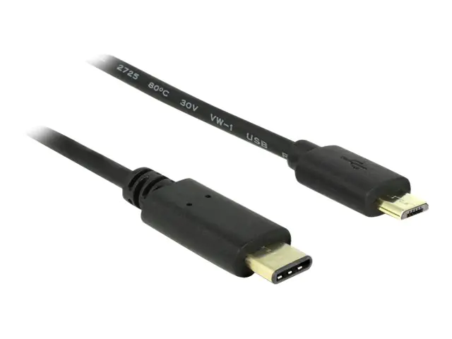 DeLOCK - USB-Kabel - USB-C (M) bis Micro-USB Typ B (M) - USB 2.0 - 3 A - 2 m - Schwarz