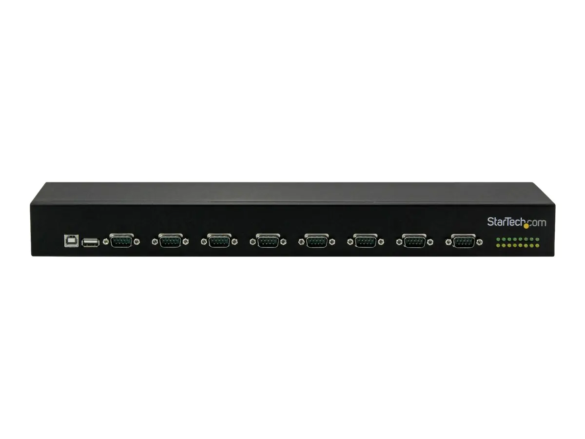StarTech 8 Port USB auf Seriell Adapter Hub - USB auf RS232 Port Adapter mit Daisy Chain - Rackmontierbar - Serieller Adapter - USB 2.0 - RS-232 x 8 - Schwarz