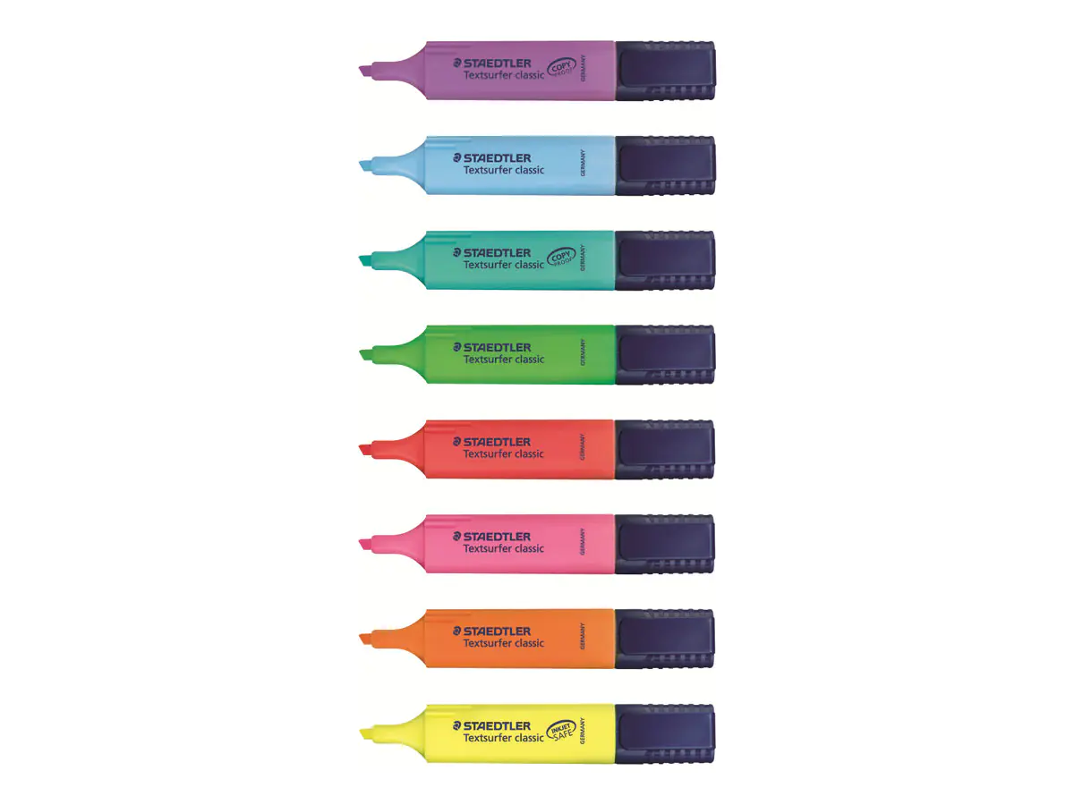STAEDTLER Textsurfer classic - Textmarker - gemischte Farben - Pigmenttinte - 1-5 mm (Packung mit 8) 364 WP8