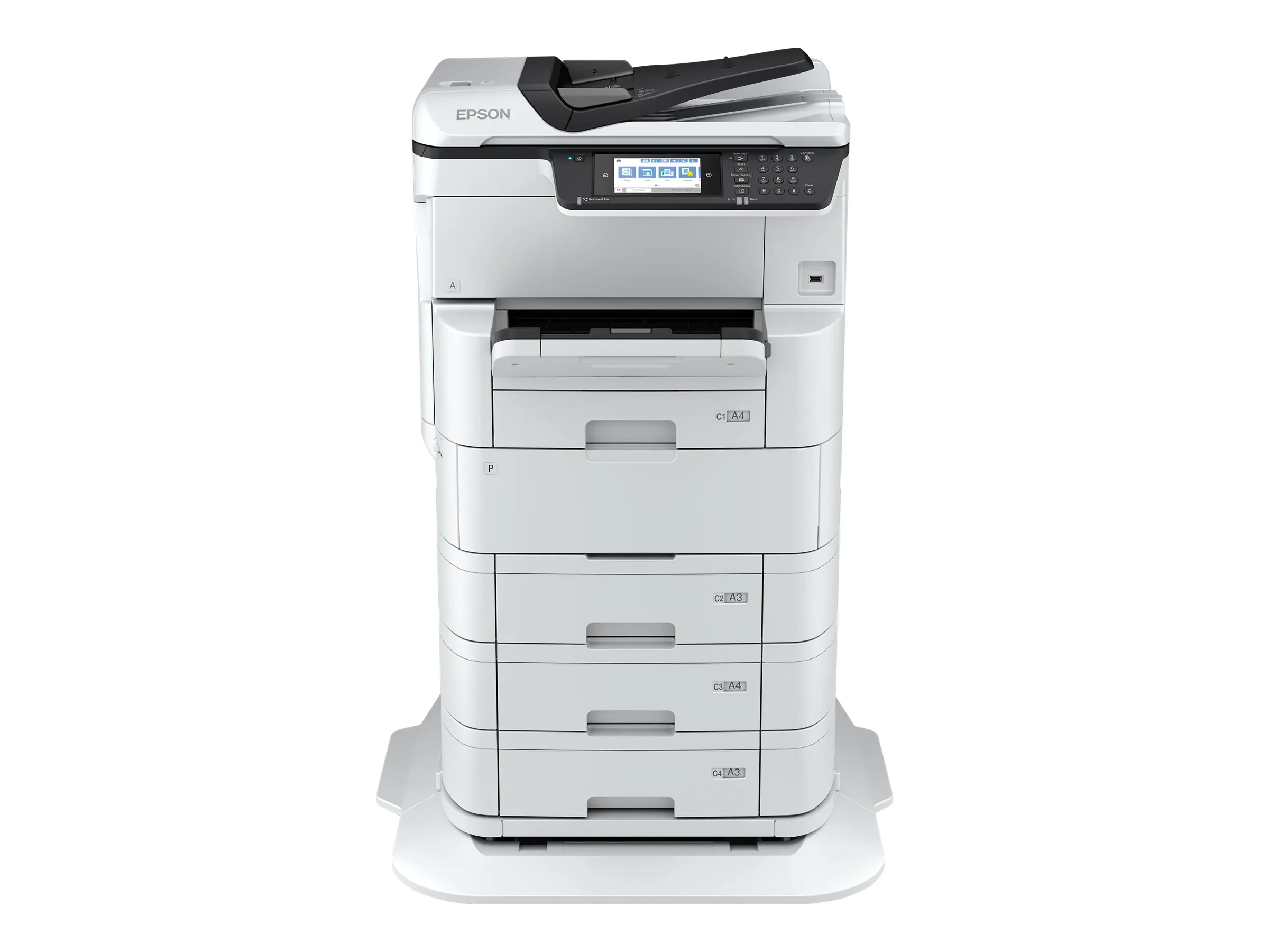 Epson WorkForce Pro WF-C878RD3TWFC - Multifunktionsdrucker - Farbe - Tintenstrahl - A3 (297 x 420 mm) (Original) - A3 (Medien) - bis zu 22 Seiten/Min. (Kopieren) - bis zu 24 Seiten/Min. (Drucken) - 1835 Blatt - 33.6 Kbps - Gigabit LAN, Wi-Fi(n), USB 3.0,
