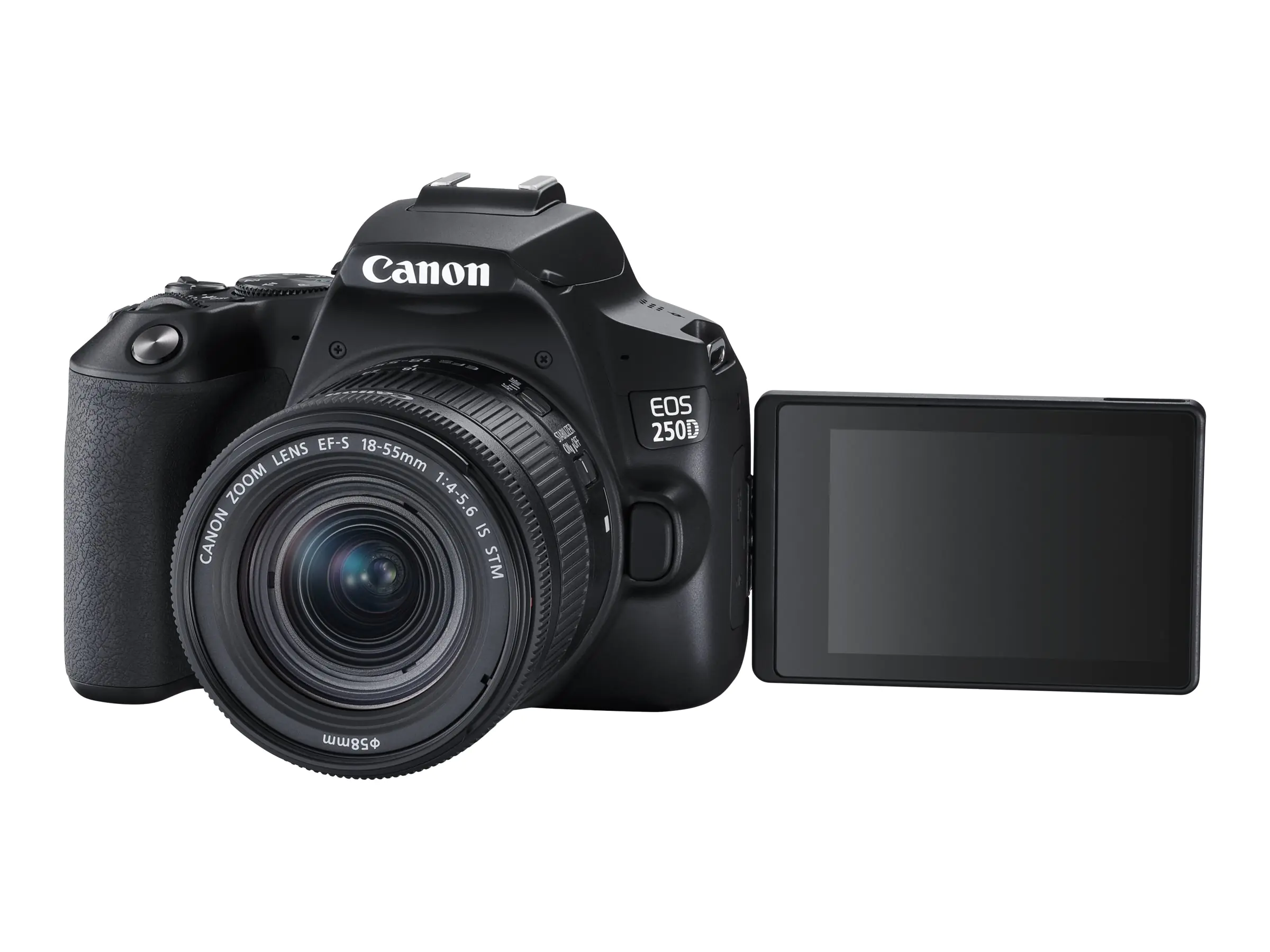 Canon EOS 250D - Digitalkamera - SLR - 24.1 MPix - APS-C - 4K / 25 BpS - 3x optischer Zoom EF-S 18-55mm IS STM-Objektiv - Wi-Fi, Bluetooth - Schwarz