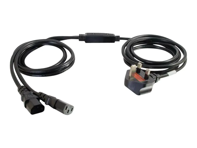 C2G Power Cord Splitter - Netz-Splitter - BS 1363 (M) bis IEC 60320 C13 - Wechselstrom 250 V - 3 m - geformt - Schwarz - Großbritannien und Nordirland