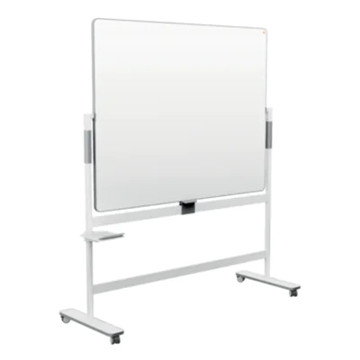 Nobo® Whiteboard Move & Meet Mobil Maße der Oberfläche: 120 x 150 cm (B x H) Tafel magnethaftend beidseitig beschreibbar inkl. Whiteboardmarker Stahl lackiert weiß
