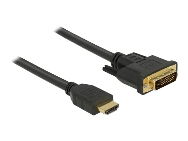 Delock - Adapterkabel - HDMI männlich zu DVI-D männlich - 1 m - Dreifachisolierung - Schwarz - Daumenschrauben