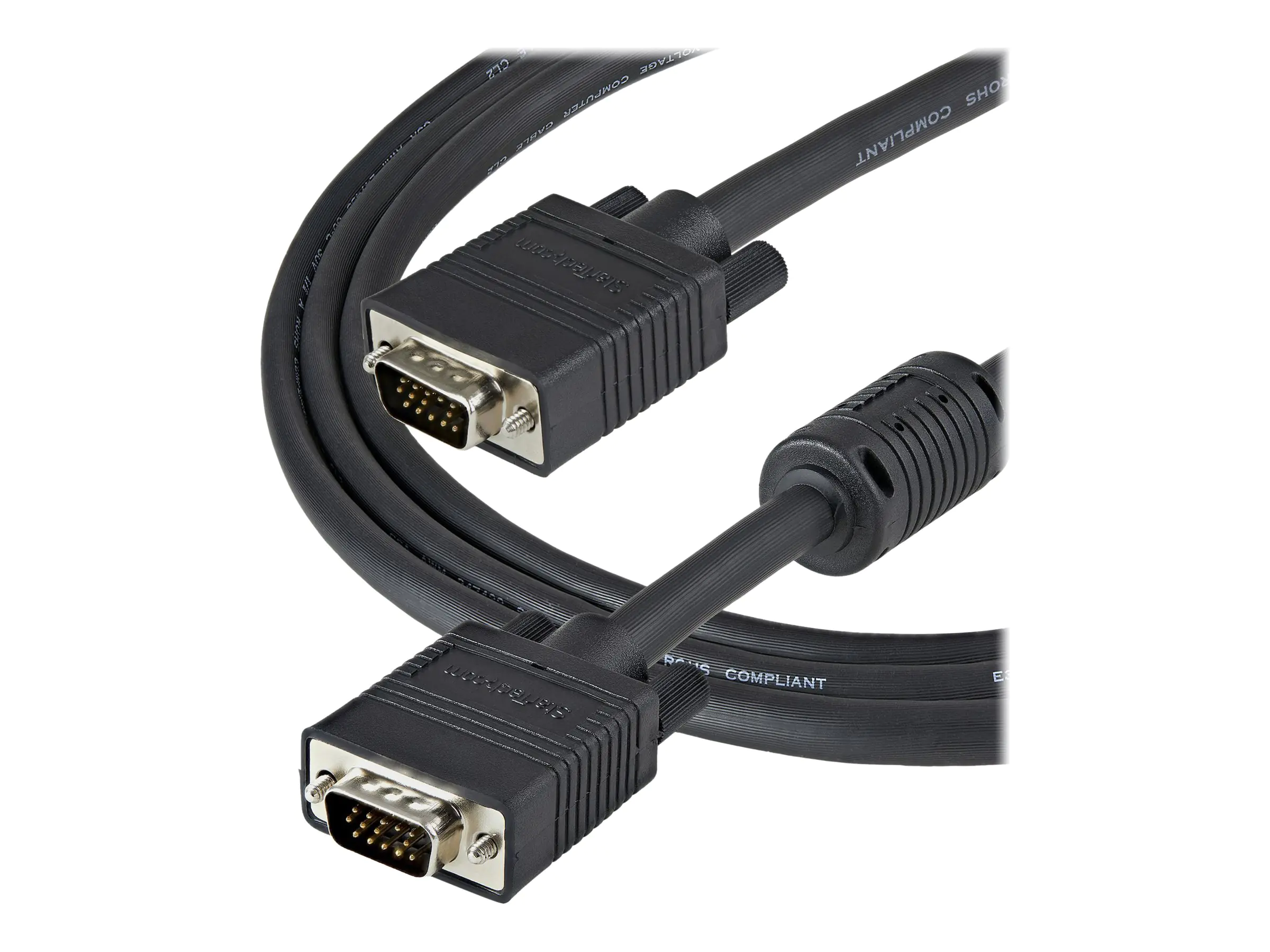 StarTech 1m VGA Monitorkabel - HD15-Pin Koax Kabel - Stecker/Stecker - VGA-Kabel - HD-15 (VGA) (M) zu HD-15 (VGA) (M) - 1 m - geformt, Daumenschrauben - Schwarz