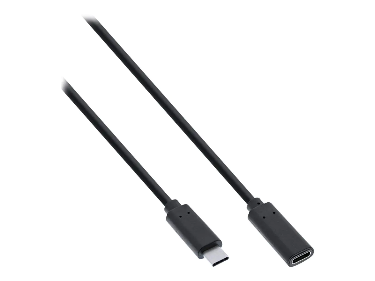 InLine - USB-Verlängerungskabel - 24 pin USB-C (M) zu 24 pin USB-C (W) - USB 3.2 Gen 1 - 3 A - 1 m - unterstützt Stromversorgung - Schwarz