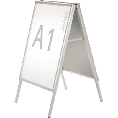MAUL Kundenstopper MAULpublic 62,5 x 111,5 x 75,6 cm (B x H x T) DIN A1 Aluminium, eloxiert silber