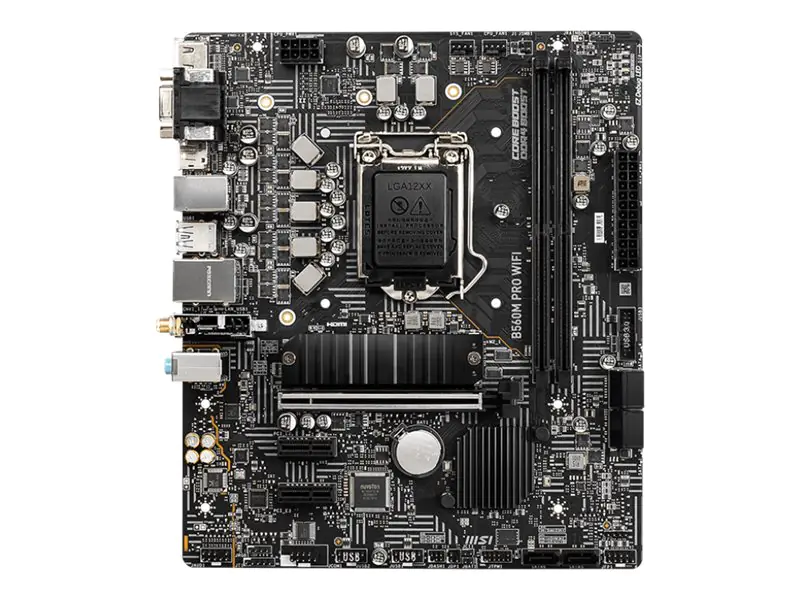 MSI B560M PRO WIFI - Motherboard - micro ATX - LGA1200-Sockel - B560 Chipsatz - USB 3.2 Gen 1 - 2.5 Gigabit LAN, Wi-Fi 6, Bluetooth - Onboard-Grafik (CPU erforderlich) - HD Audio (8-Kanal)