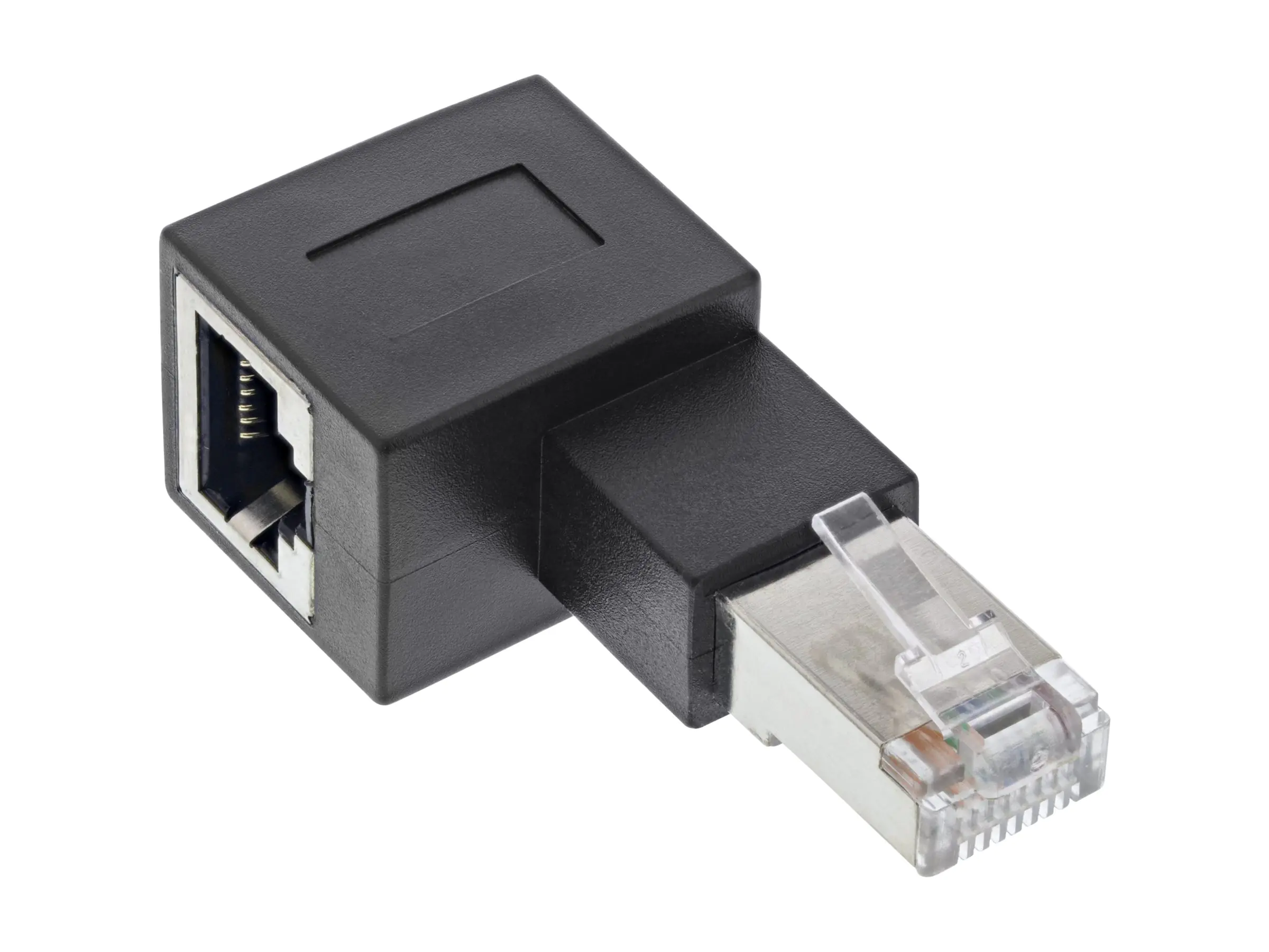 InLine Patchkabel-Adapter Cat.6A - RJ45 Stecker/Buchse - 90° nach links gewinkelt 69991D