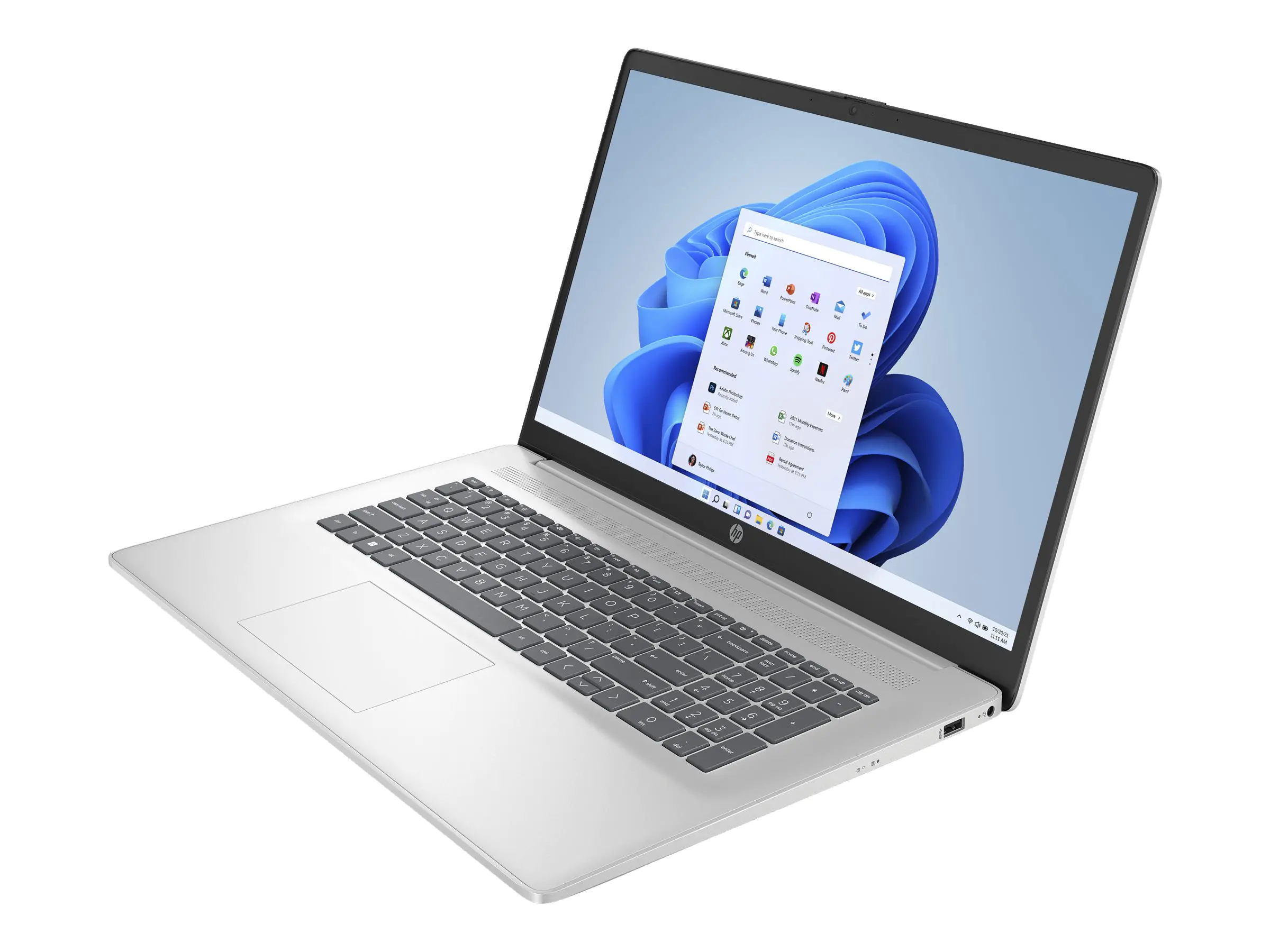 HP Laptop 17-cp3176ng - AMD Ryzen 7 7730U / 2 GHz - Win 11 Home - Radeon Graphics - 16 GB RAM - 512 GB SSD NVMe - 43.9 cm (17.3") IPS 1920 x 1080 (Full HD) - 802.11a/b/g/n/ac/ax, Bluetooth - Natural Silver - kbd: Deutsch
