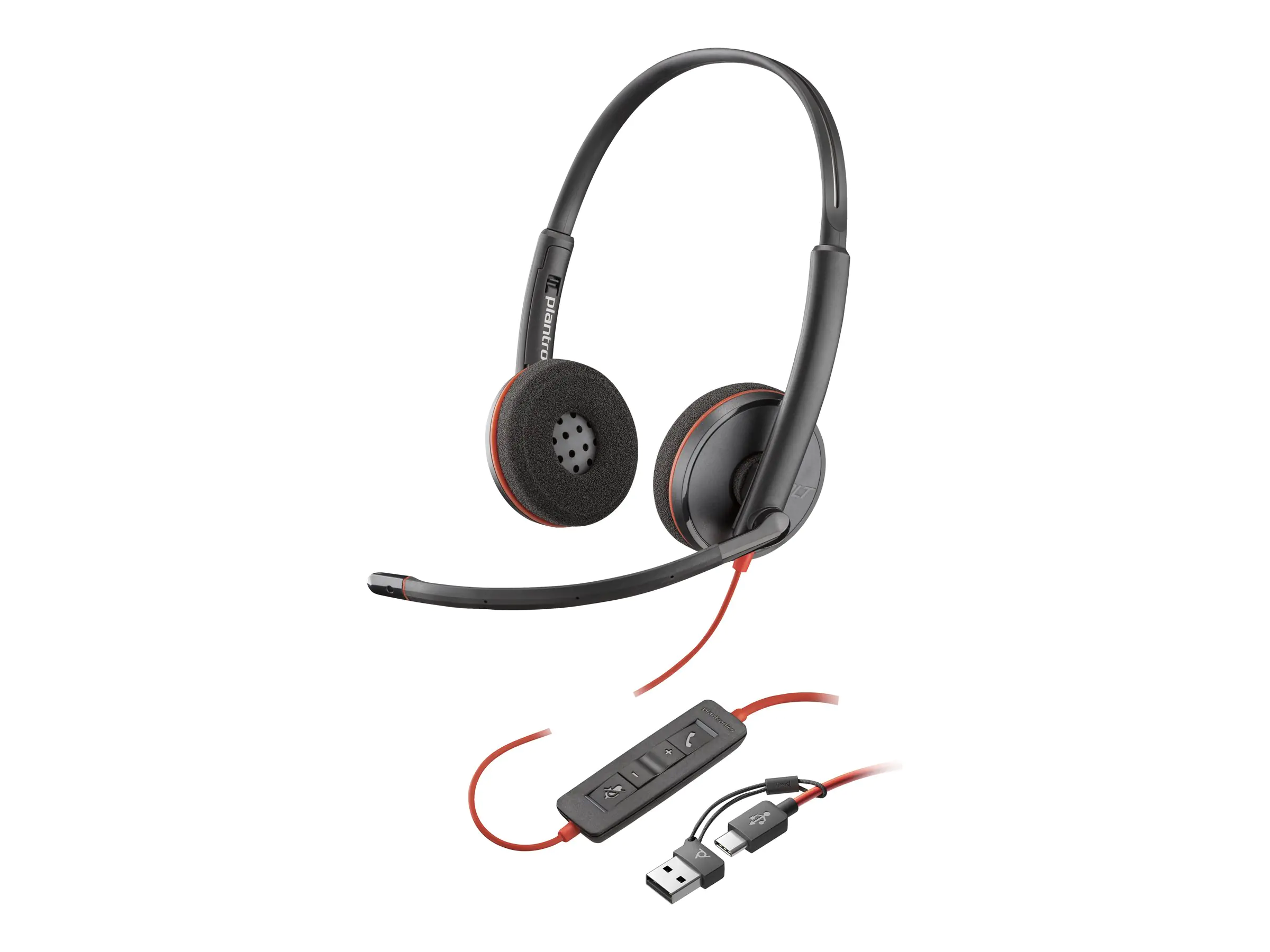 Poly Blackwire 3220 - Blackwire 3200 Series - Headset - On-Ear - kabelgebunden - USB-C - Schwarz - Zertifiziert für Skype für Unternehmen, Cisco Jabber Certified, Avaya Certified, UC-zertifiziert
