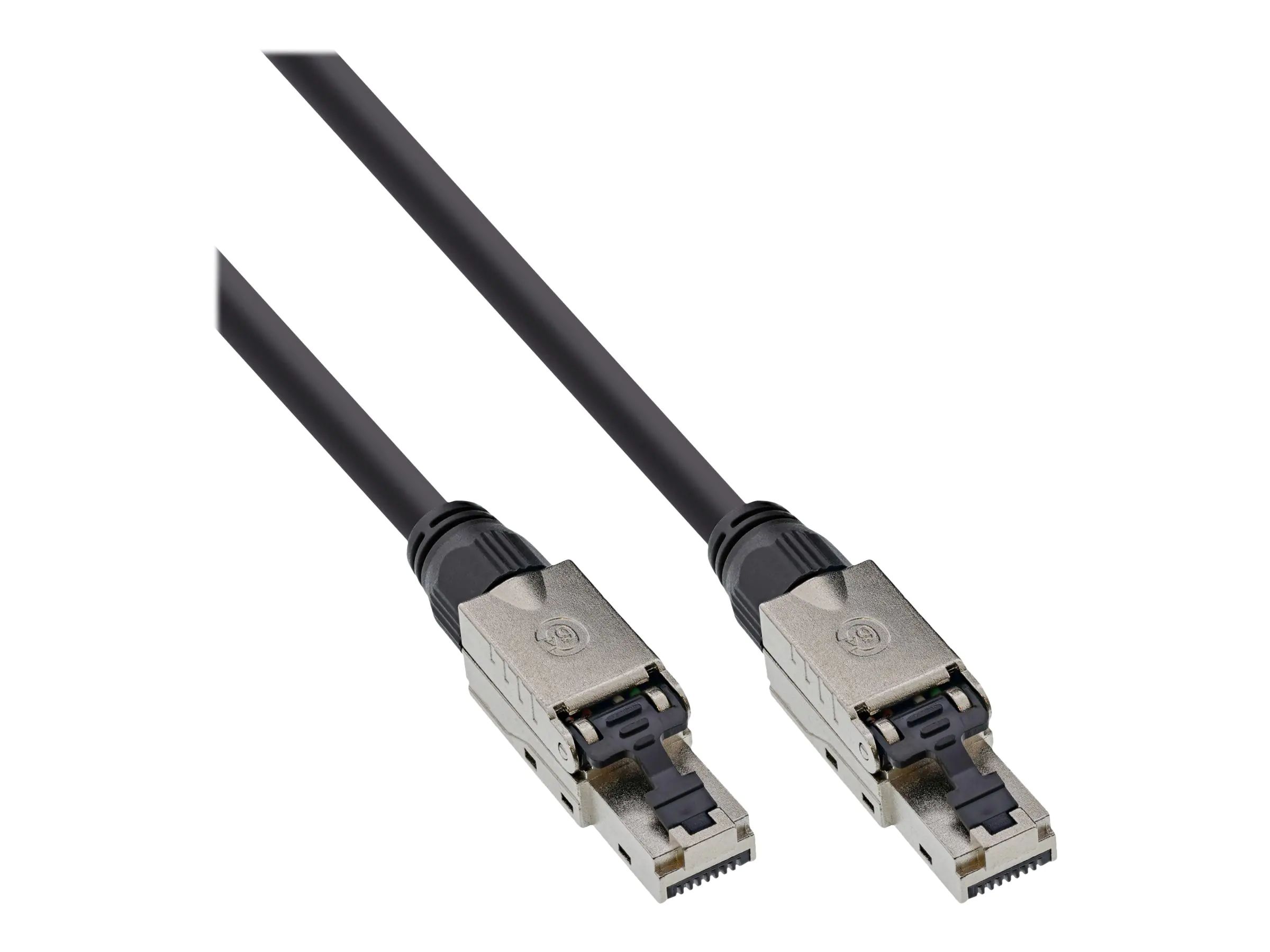 InLine - Patch-Kabel - RJ-45 (M) schraubbar zu RJ-45 (M) schraubbar - 70 m - 7.6 mm - UTP - CAT 6a - halogenfrei, ohne Haken, 4K30Hz Support (HDBaseT) - Schwarz