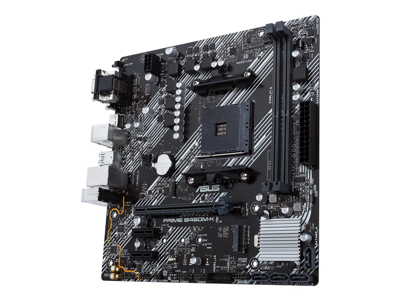 ASUS PRIME B450M-K II - Motherboard - micro ATX - Socket AM4 - AMD B450 Chipsatz - USB 3.2 Gen 1 - Gigabit LAN - Onboard-Grafik (CPU erforderlich) - HD Audio (8-Kanal)
