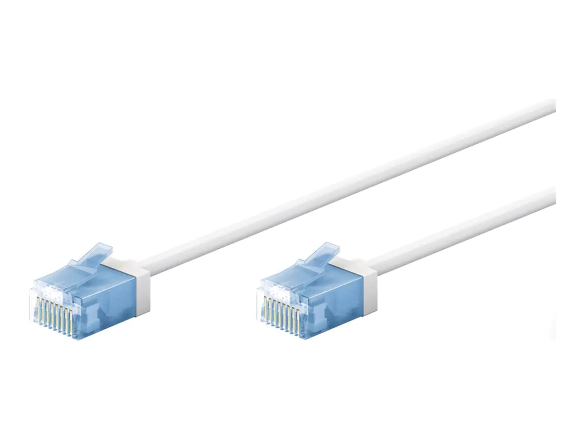 Goobay Ultraflexibles CAT 6A Patchkabel slim U/UTP weiß - extrakurze Stecker reiner