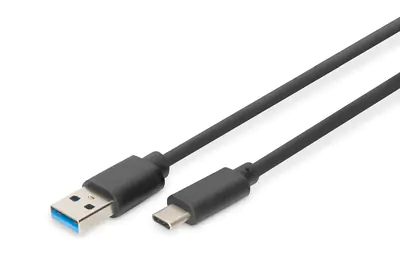 DIGITUS - USB-Kabel - USB Typ A (M) bis USB-C (M) - USB 3.1 - 1 m - geformt - Schwarz