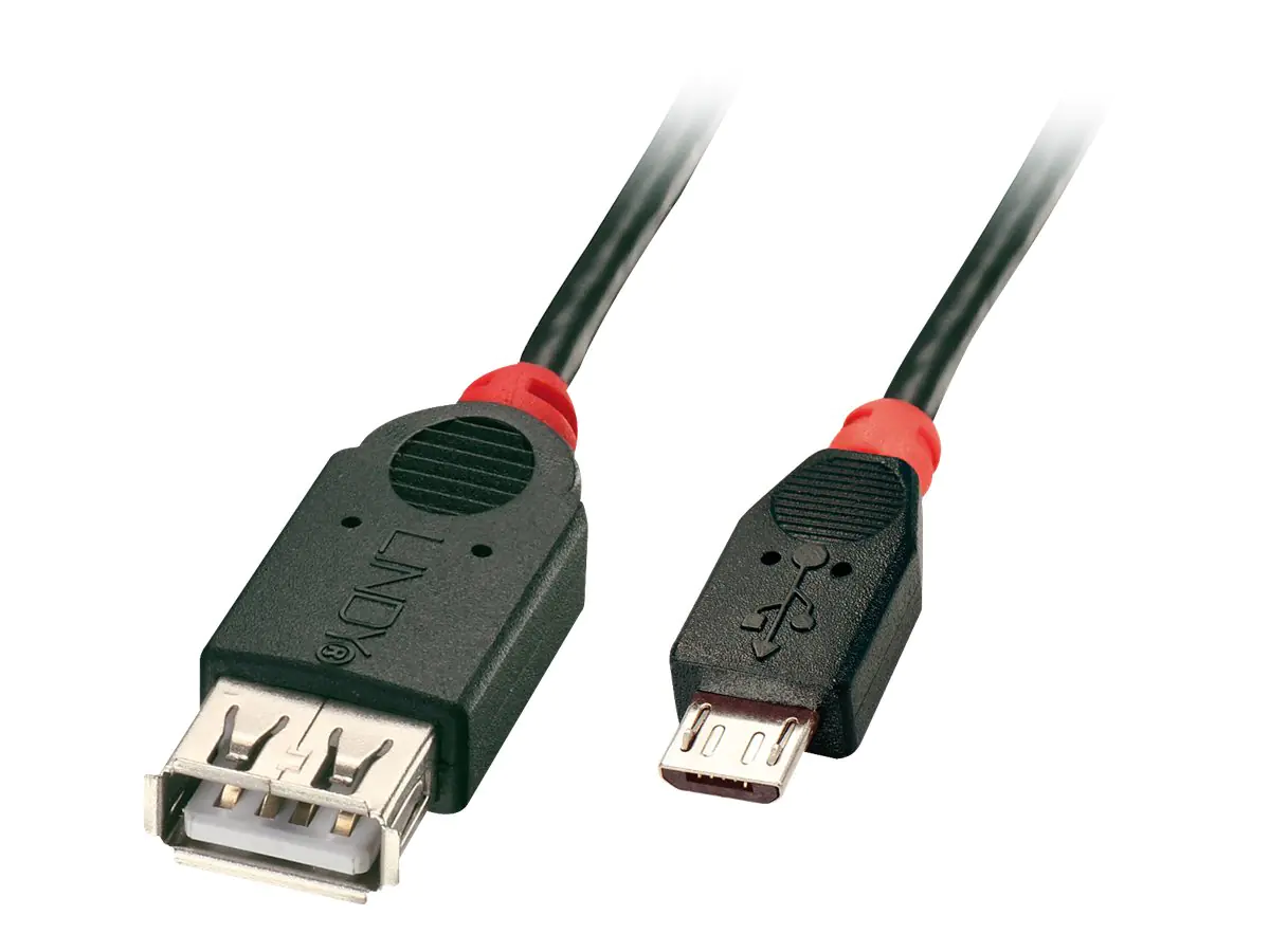 Lindy Premium - USB-Kabel - USB (W) zu Micro-USB Typ B (M) - USB 2.0 OTG - 50 cm - geformt - Schwarz