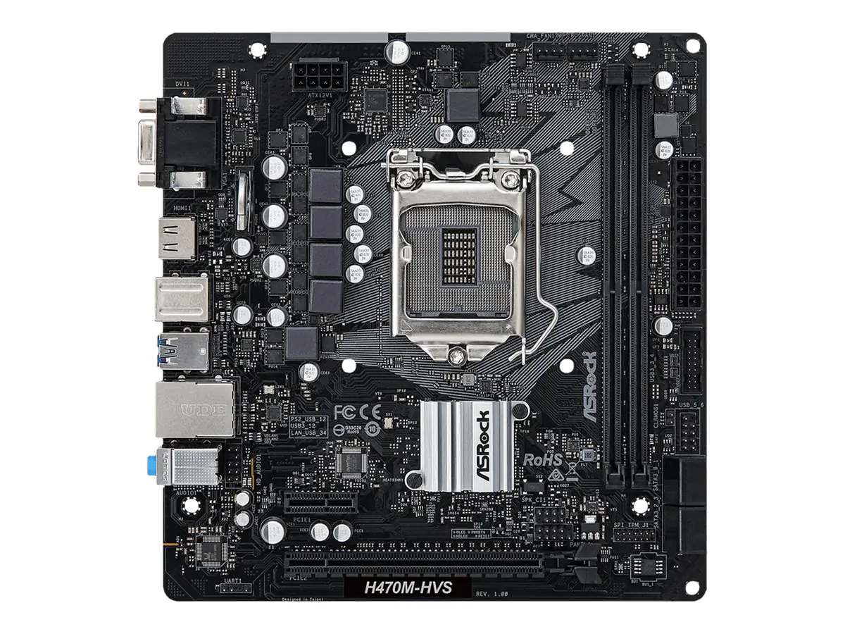 ASRock H470M-HVS - Motherboard - micro ATX - LGA1200-Sockel - H470 Chipsatz - USB 3.2 Gen 1 - Gigabit LAN - Onboard-Grafik (CPU erforderlich) - HD Audio (8-Kanal)